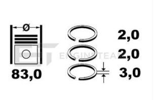 Сегменти за едно бутало к-т  83mm (STD)  HYUNDAI 1.5D/2.0D (03.01-) ET ENGINETEAM R1002700