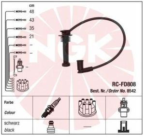 Запалитeлни кабели к-т FORD FOCUS 1.6 16V (1596ccm/74kW/100HP) [10/98-11/04] NGK 8542