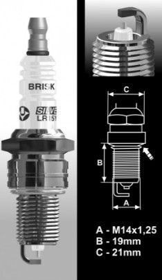 свещ искрова сребърен пропан бутан и метан  (LPG и CNG) BRISK BR LR17YS-9