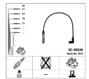 Запалителни кабели к-т VW TOURAN (1T1, 1T2)  2.0 EcoFuel (1984ccm\80kW\109HP) [02/06-05/09] NGK RC-VW249 7015