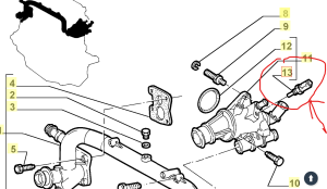 Датчик, температура на охладителна течност ALFA ROMEO 147, 156, 166, GT, GTV, SPIDER; FIAT BARCHETTA, BRAVA, BRAVO I, MAREA, MULTIPLA, PALIO, PUNTO, SIENA, STILO 1.2-3.2 04.95- TS10401