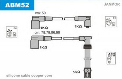 Запалителни кабели к-т AUDI A6 (4A, C4) 2.0 16V (1984ccm/103kW/140HP) [06/94-10/97] JANMOR JM ABM52