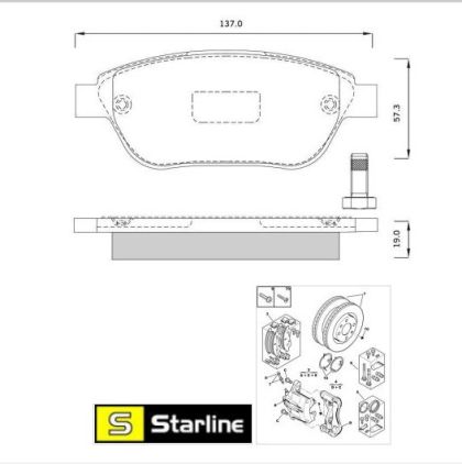 Дискови накладки предни к-т CITROËN C3 (FC) [02/02-] Starline BD S248 