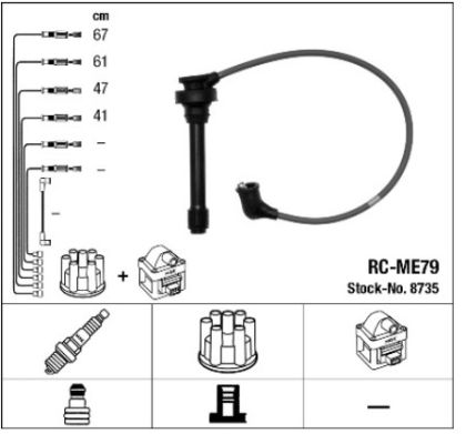 апалителни кабели к-т MITSUBISHI SPACE RUNNER (N1_W, N2_W)  1.8 4WD (N21W) (1834ccm\90kW\122HP) [10/91-08/99]NGK RC-ME79 8735