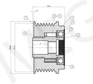 Механизъм за свободен ход генератор FORD TRANSIT 2.4D (01.00-05.06) INA IN 535008710 