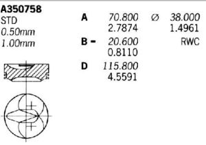 Бутало със сегменти к-т  (1бр.) (91,1мм) MITSUBISHI PAJERO SPORT (K90) [11/97-] 2.5 TD,  91,1 (STD) fits: HYUNDAI GALLOPER I, H100; MITSUBISHI GALANT IV, L 300 III, L200, L400, PAJERO CLASSIC, PAJERO I, PAJERO III, PAJERO SPORT I 2.3D/2.5D (09.80-) NURAL 