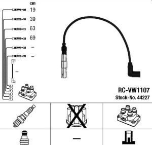 Запалителни кабели к-т VW TOURAN (1T1, 1T2) 2.0 EcoFuel (1984ccm/80kW/109HP) [02/06-05/09] NGK RC-VW1107 44227