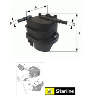 Филтър горивен CITROЕN BERLINGO 1.6 HDi 110 (1560ccm/80kW/109HP) [04/08-] Starline SF PF7787