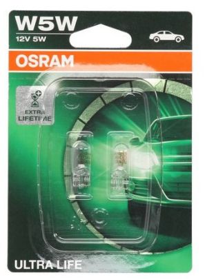  Крушка габаритна 2бр. к-т блистер W5W 12V 5W W2,1X9,5D Ultra Life OSRAM OSR2825 ULT-02B/EA