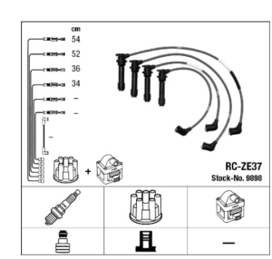 Запалителни кабели к-т  MAZDA 323 C V, 323 F V, 323 P V, 323 S V (1.5 07.94-09.98) NGK RC-ZE37 9898