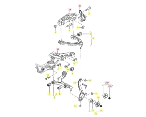 Носач преден мост долен ляв PORSCHE CAYENNE; VW TOUAREG 2.5D-6.0 (09.02-09.10) REIN HOCH RH04-0038