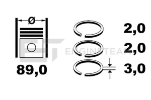 Комплект сегменти 89 (STD) 2-2-3 NISSAN NAVARA, PATHFINDER III 2.5D (02.02-) ET ENGINETEAM R4000800