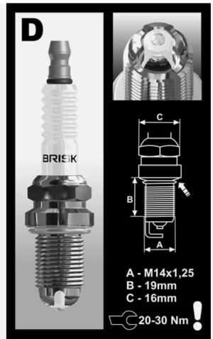 Запалителна свещ  TUNING PREMIUM LGS BRISK DOR14LGS